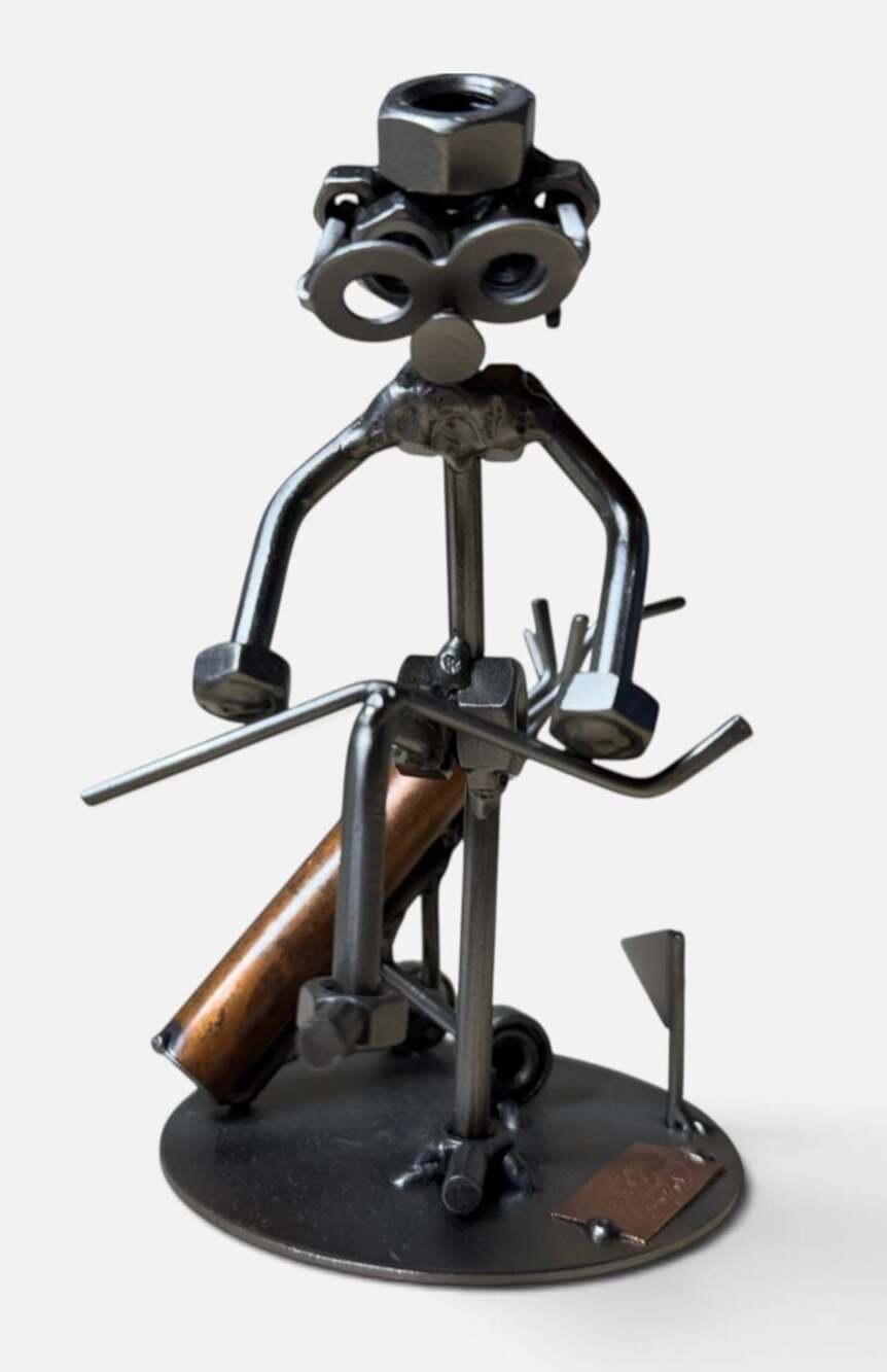 Nuts and Bolts Sculpture "golfer Breaking His Club - Knee" - Handmade Ornament F